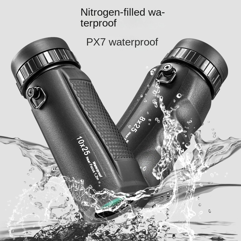 Potente Mini telescopio Monocular 8X25 10X25 HD portátil IPX7 impermeable recubierto de SMC bolsillo al aire libre Binocular compacto para turismo