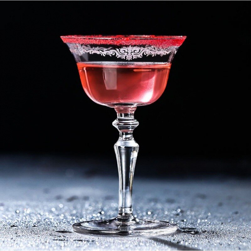 Japanese Lead-Free Crystal Cocktail Goblet Martini Glass European Luxury Hand-Blown Roasted Flower Mixing Glasses