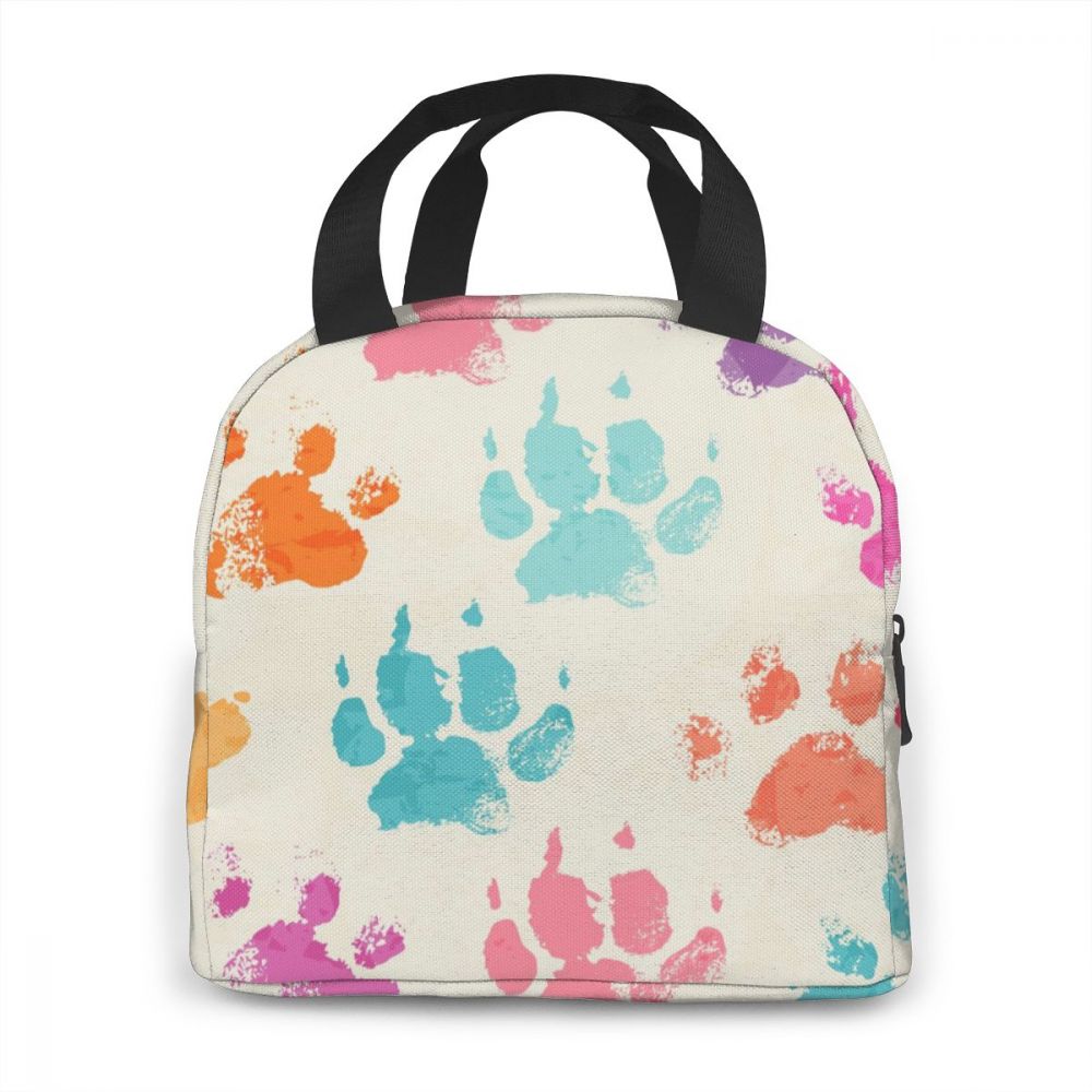 Bunte Hunde Pfoten Kühler Mittagessen Kasten Tragbare Isolierte Mittagessen Tasche Thermische Lebensmittel Picknick Mittagessen Taschen