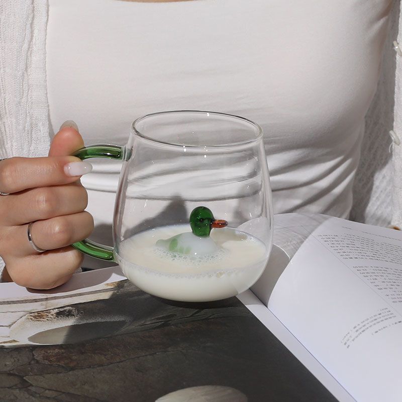 Verre en forme d'animal de dessin animé, mignon, verre à haute teneur en Borosilicate, tasse monocouche, salon avec invités, jus, boisson froide