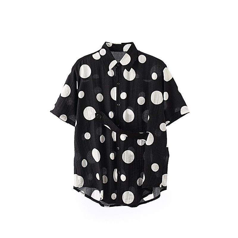 IEFB/desgaste de los hombres Bandage Polka Dot impresión ropa de algodón camiseta de manga corta para hombre verano cómodos tops 9Y1713