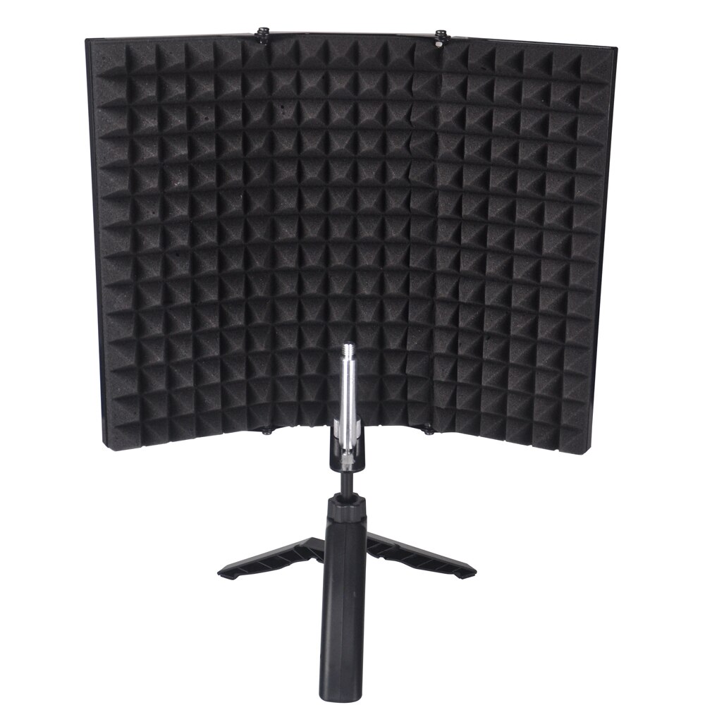 Recording Microphone Wind Screen Board Sound-absorbing Cover Microphone Insulation Screen Sound-proof Plate: with desktop tripod