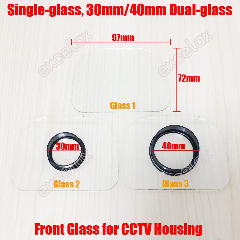 2 stks/partij 97x72mm Transparante Voorzijde Enkel Glas Dual-Glas voor Side Open CCTV Camera Behuizing Behuizing