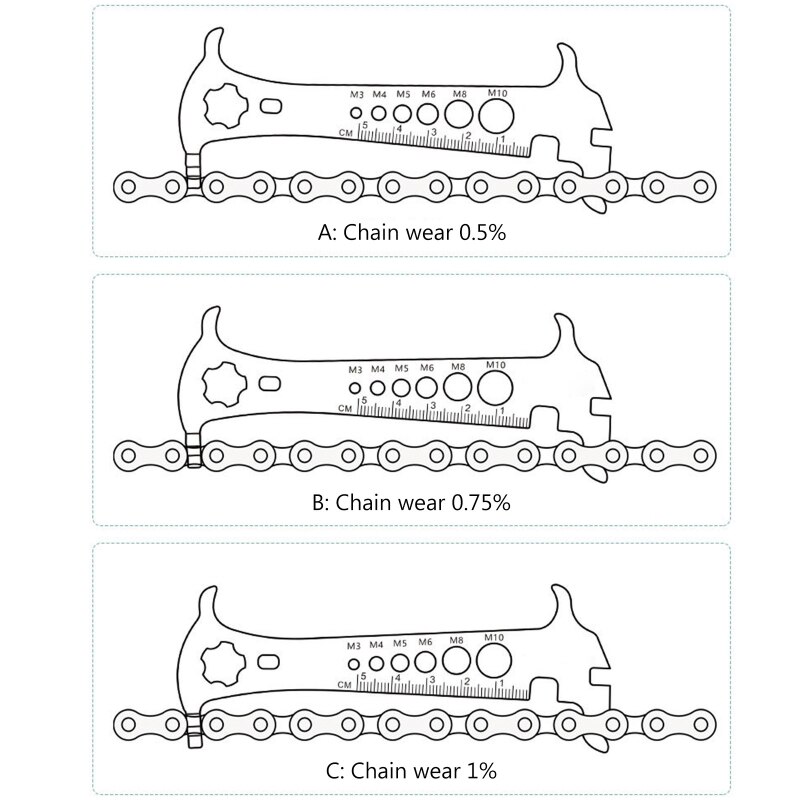 Bicycle Chain Checker Portable Chain Wear Indicator Bike Chain Gauge Tool Wear Gauge Calipers