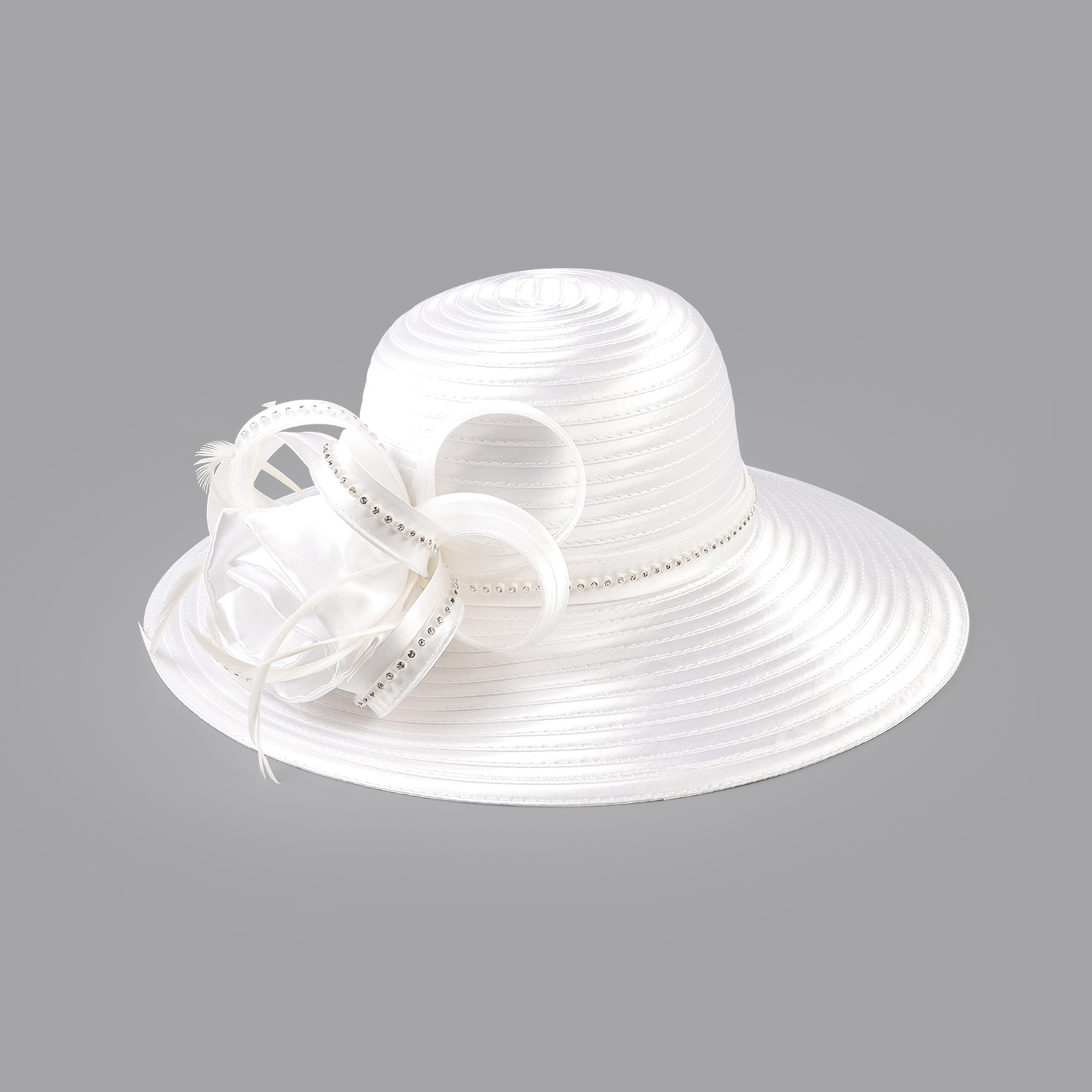 Sombrero de iglesia blanco de lujo para , banquete, tela satinada, sombreros de fotografía, cadenas Premium, sombrero Formal, gorra superior de flores para mujeres y señoras: Rojo