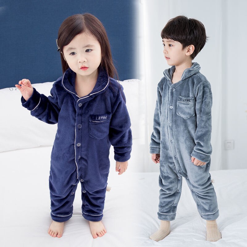 Winter freundlicher Flanell Weichen Schlafanzug Für Mädchen Jungen Kleinkind Feste Gesamt Pyjama freundlicher-Nachtwäsche Homeservice Onesie Kleidung