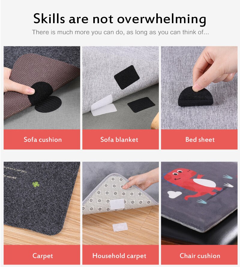 10pcs Non-slip Velcro Sofa Cushion Rug Mat Seat Cushion Fixed Stickers Round Double-sided Seamless Patch Household Items