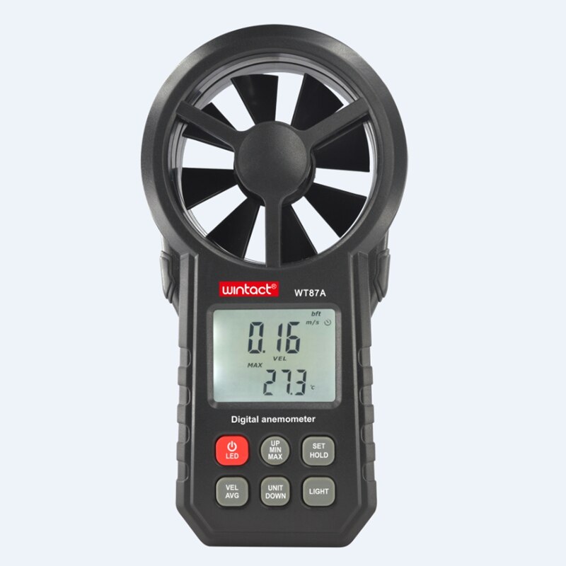 Anemómetro Digital portátil WT87A, termómetro en tiempo Real, medidor de temperatura y velocidad del aire, indicador de viento y frío