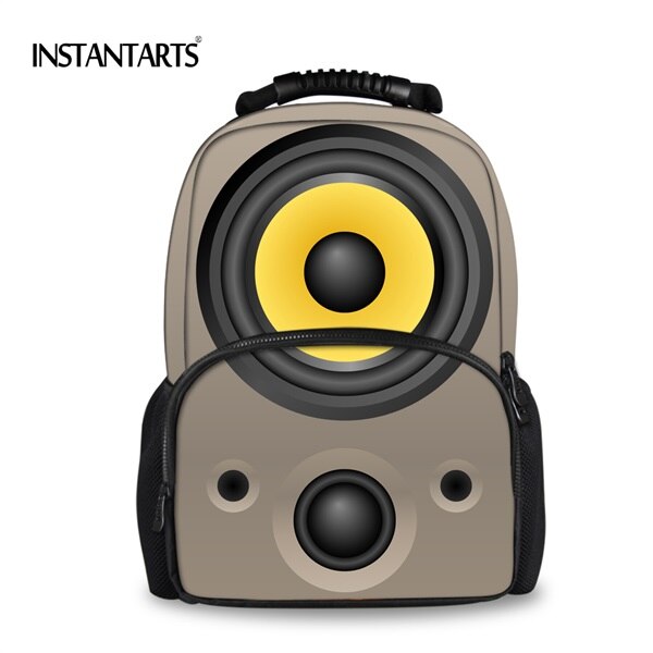 INSTANTARTS Boys Felt Backpacks for Children School Bag 3D Loud Speaker Printing Travel Shoulder Bags Casual Laptop Ruacksacks: CC2388A