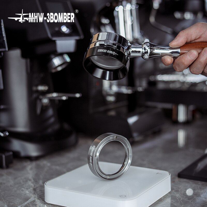 Mhw -3 bomber 58mm magnetisk doseringsring trakt al-legering opprinnelig stabil perfekt kaffeportafilter tilbehør svart eller gey