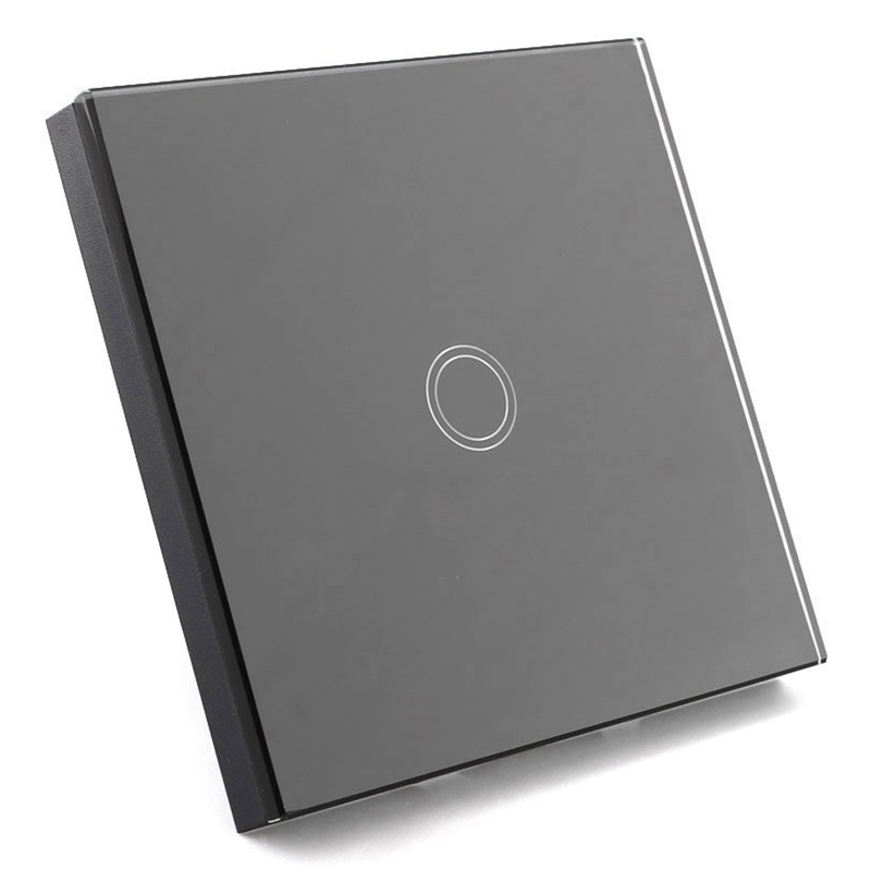 Light switch with wall switch touch-screen glass remote control 1-way single black switch