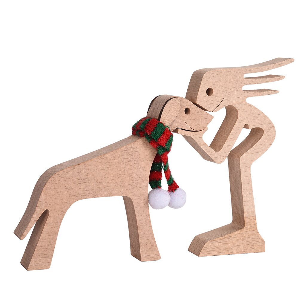 Pet Decorations Craft Wooden Dog Cat Doll Ornaments Carved Model Home Office Ornaments Love Pets: M09