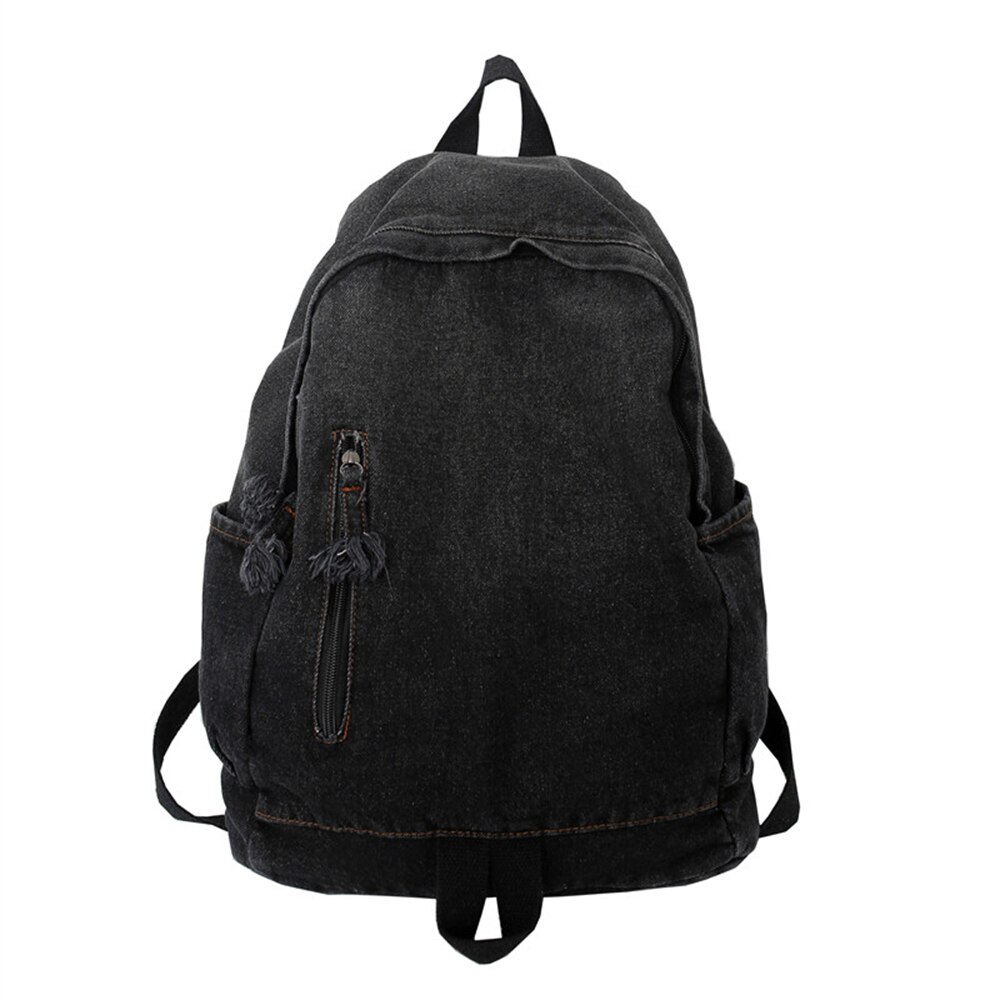 Panelled Designer New Style Ladies Backpack 2022 High Quality Denim Women Student School Bags Fashion Women's Bag Bolsa Feminina: Black