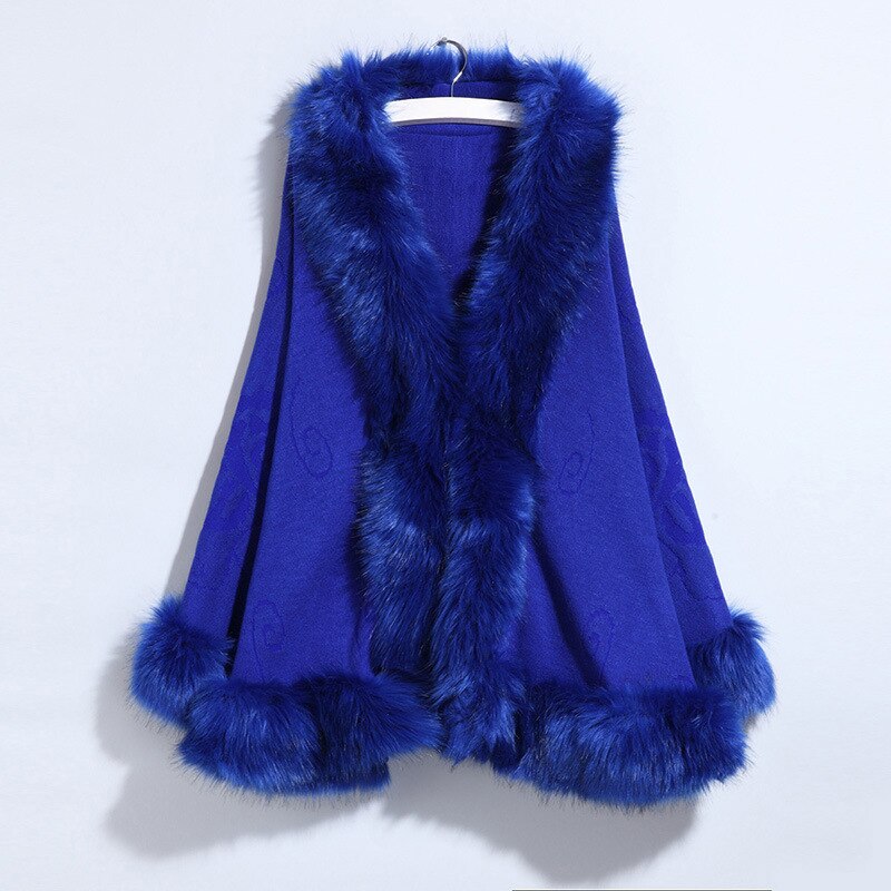 Hochzeit Jacke Kap Braut Schal wickelt Faux Pelz Bolero Frauen Winter Warme Mantel Mantel Hochzeit Zubehör: königlich Blau