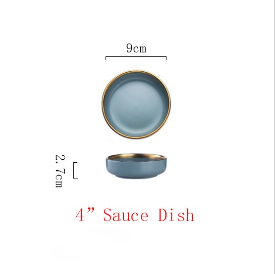 Pink/blå keramik guld indlæg tallerken sæt bøf mad tallerken nordisk stil komplet bordservice skål fad porcelæn spisestel sæt: J