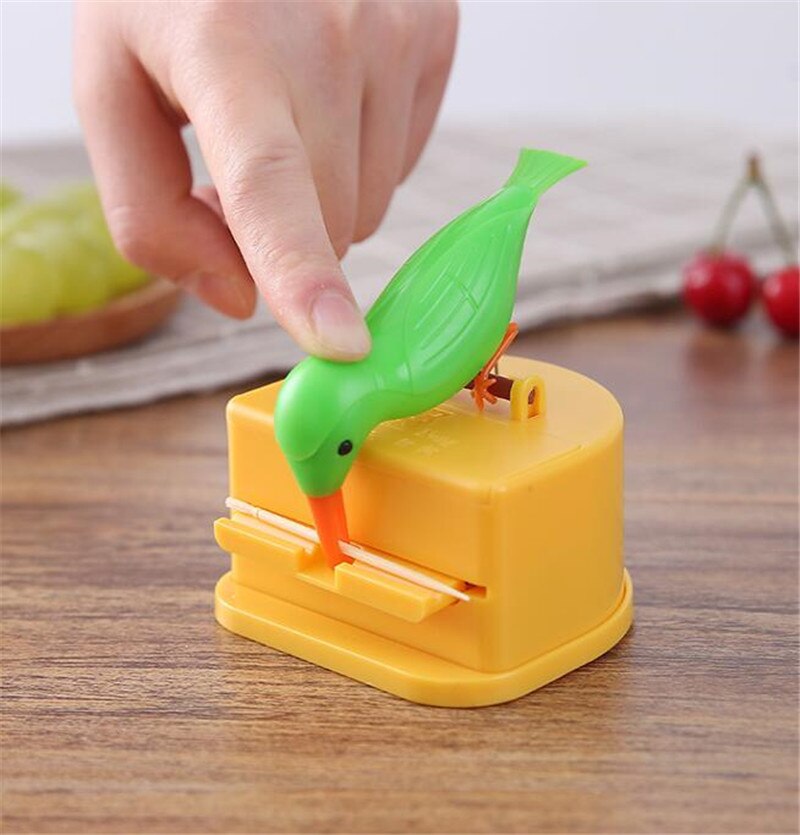 Tandenstoker Box Dispenser Automatische Vogel Leuke Hummingbird Stash Tandenstoker Pers-Type Secret Tandenstoker Pot Schoonmaken Tanden Gereedschappen