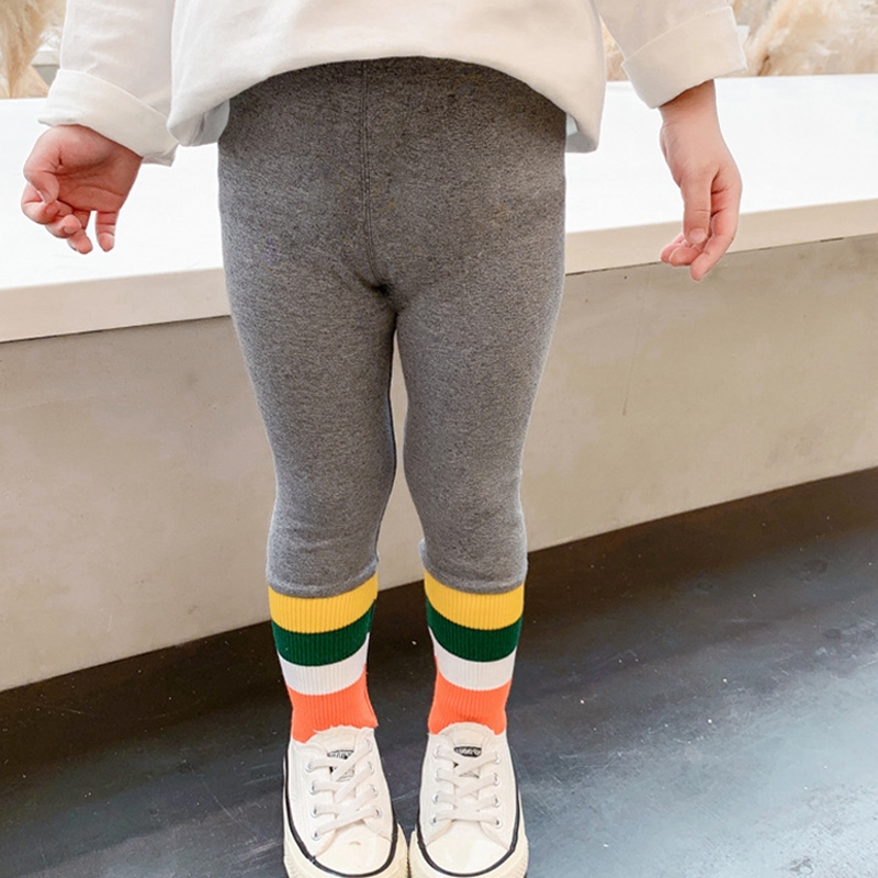 Leggings de algodón 100% para niña, pantalones ajustados, ropa para bebé, Leggings para niño: Gris / 120cm Tall