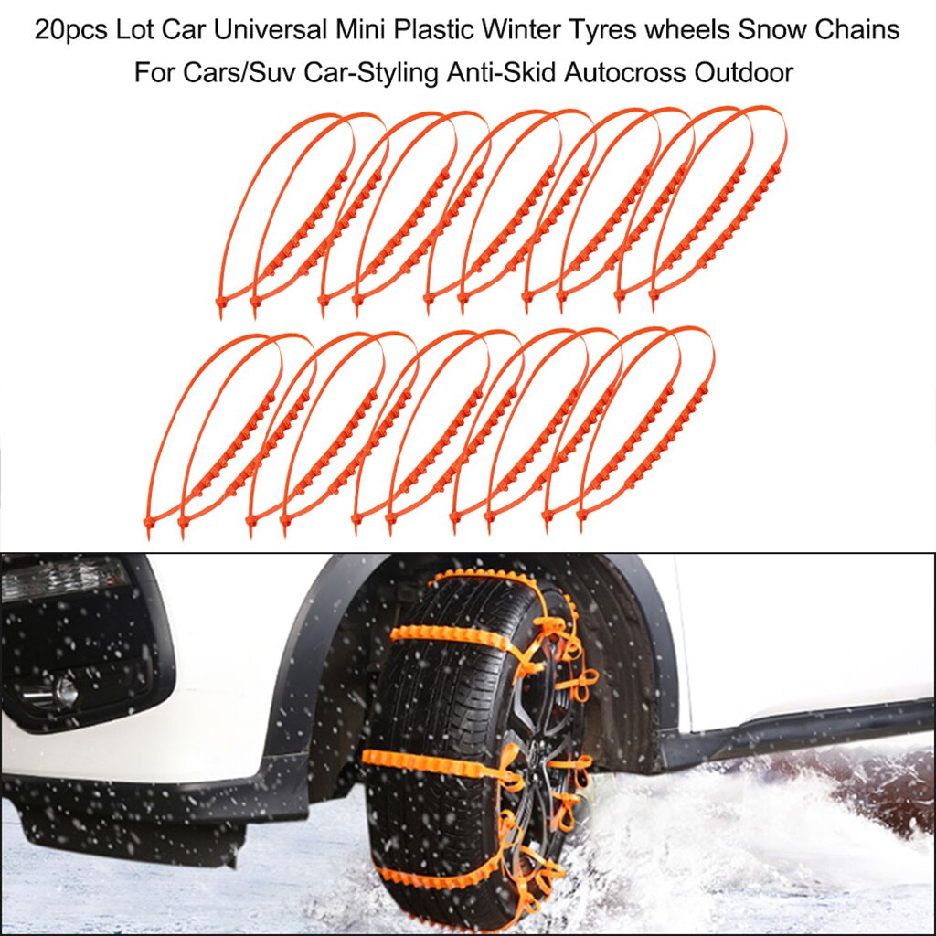 20 Stuks Plastic Anti Slip Band Verstelbare Anti-Slip Sneeuwkettingen Voor Auto 'S Suv 'S Vrachtwagens