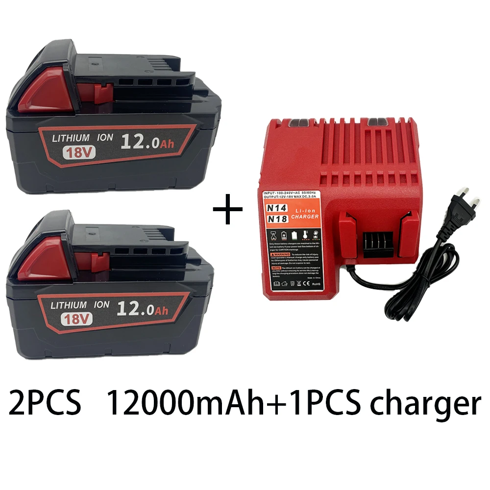 For Milwaukee M18 18V 12000mAh 18650 Lithium Replacement Battery For Milwaukee 48-11-1860 48-11-1850 48-11-1840 Battery