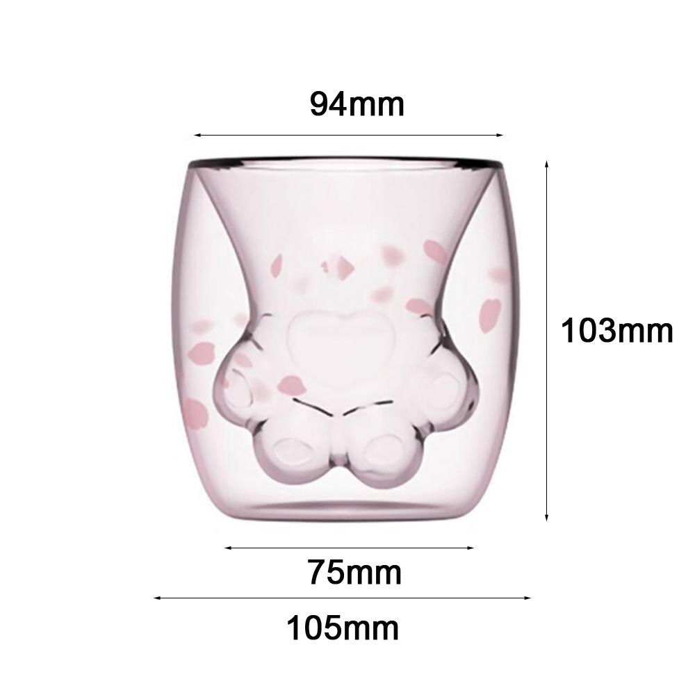 Kattklo/tasskopp dubbelglas kaffemugg tecknad söt kattmjölksjuice kopp hemmakontor café tazas bäst för festival