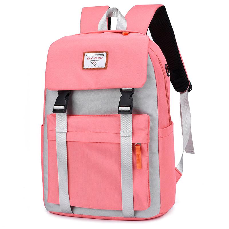 Moda mochila 2020 mochila feminina estudante da escola unisex grande capacidade mochila de viagem mochila: PInk