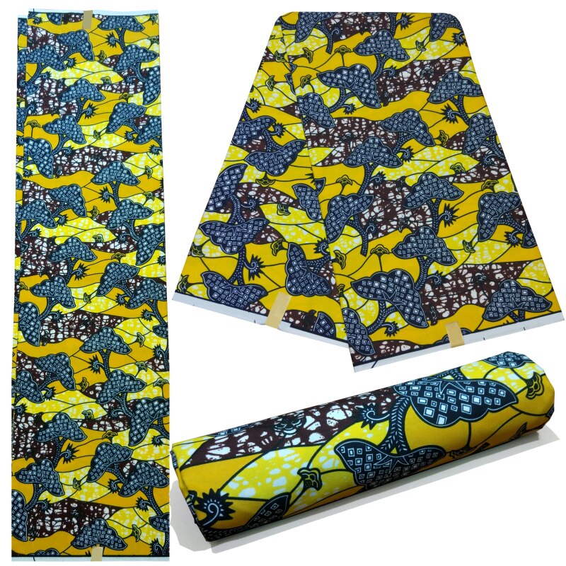 Ankara tyger gul 100%  polyester batik vax för brudklänning afrikanskt tryck tissu vax tyg 6 yards/styck