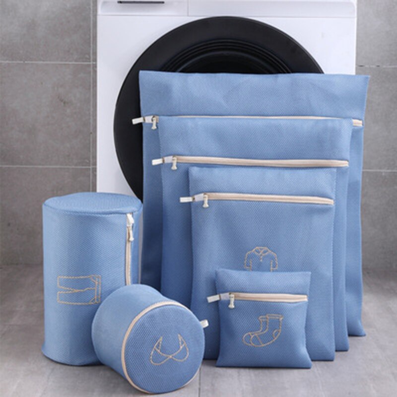 Durable Double Layer Laundry Bag Embroidery Net Mesh Bag Hosehold Laundry Machine Accessories Classified Wash Bags