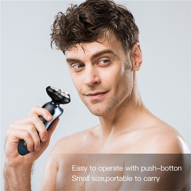 4 em 1 máquina de barbear elétrica 3 lâminas barbeador barba navalha nariz aparador cabelo clipper recarregável escova de limpeza facial para homem