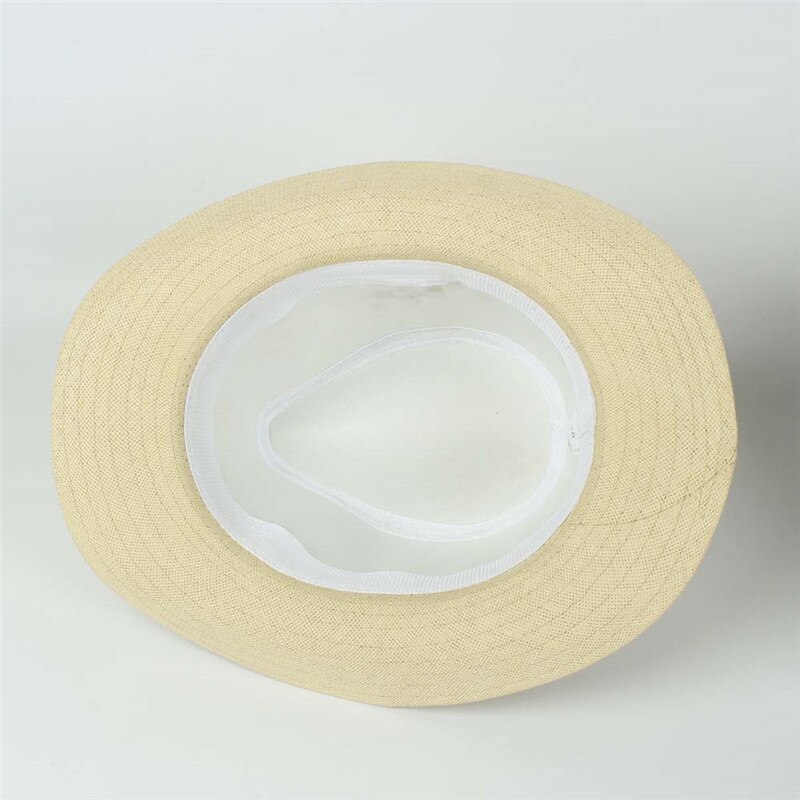 Men Straw Western Cowboy Hat With Roll Up Brim Summer Gentleman Cow Sombrero Cap With Belt