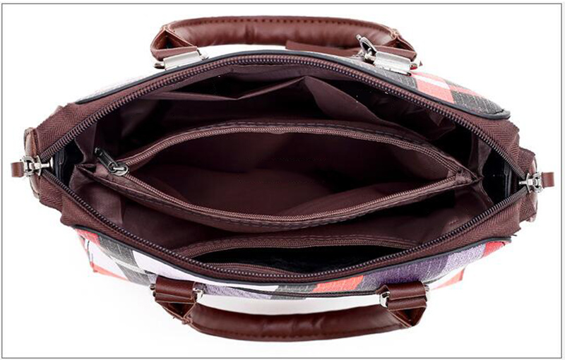 SMOOZA 4-Piece Plaid Handbag Set for Women - Luxury Shoulder Bags with Tassel & Zipper Closure