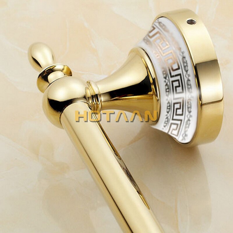 Toallero de estilo Retro montado en la pared, accesorios de baño, HYT-11896-G, 60cm, superficie dorada
