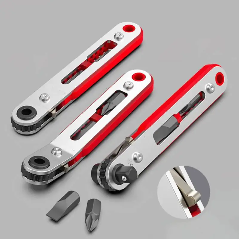 Mini Multifunctional Bidirectional Portable Reverse Ratchet Screwdriver Elbow Flat Head Wrench Cross Screwdriver Slotted Tool