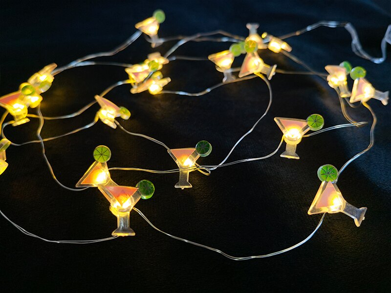 2m 20Led Hawaiian Light String Pineapple Glow Party Aloha Fruit Birthday Party Hawaii Seaside Night Luminous Parti Led Strings: Light Grey