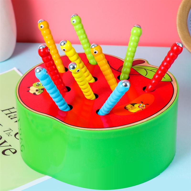 STOBOK 1 Set Apple Shaped Funny Wooden Magnetic Toy for Toddlers