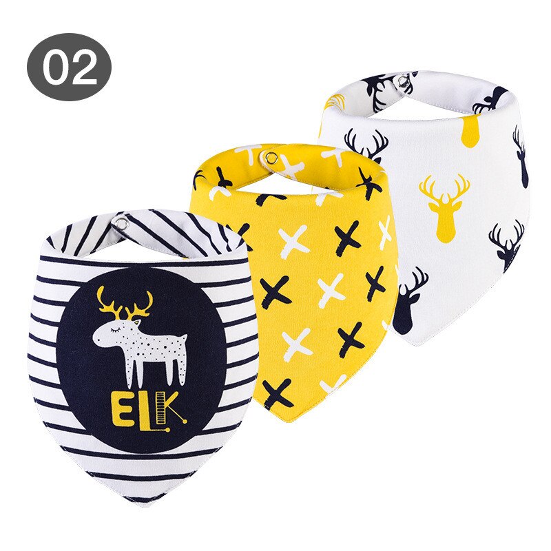 Slabbers Waterdicht voor 0-2 Jaar Oud 3 stuks/set Katoen Bandana Accessoires 3 lagen Cartoon Print Baby Driehoek handdoek: 2
