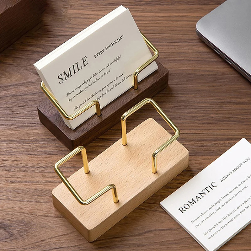 Estante de mesa para el hogar, tarjetero de madera, almacenamiento, tarjetero de visita, organizador, soporte de exhibición de escritorio de oficina, accesorios para mostrador de notas