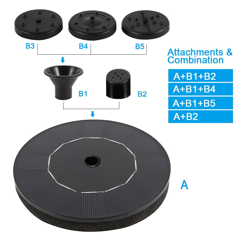 Solar Water Fountain Pool Pond Waterfall Fountain Garden Decoration Outdoor Bird Bath Solar Powered Floating Water Pump Fountain