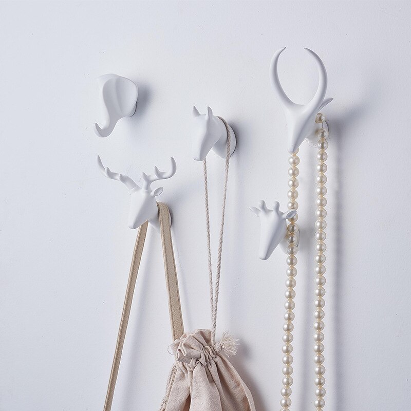 Perchero con cabeza de Animal para el hogar, gancho decorativo para colgar ropa, estante para artículos diversos, montado en la pared, 1 ud.