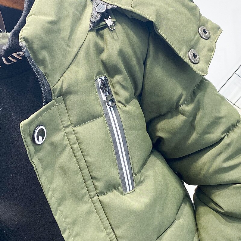 Winter Children's Padded Jacket Boy Warm Vevet Parkas Jacket Korean Style Children's Clothing Boy Cotton Hooded Jacket