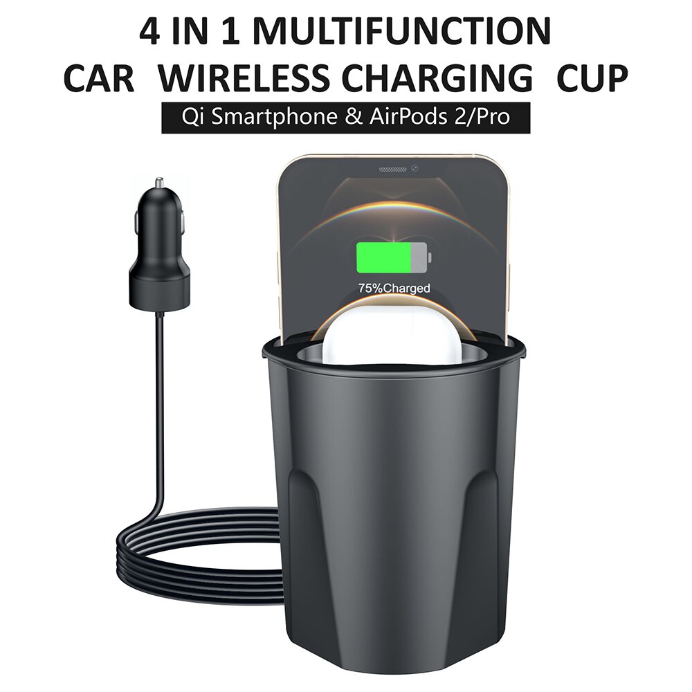 QI Fast Wireless Car Charger Cup For IPhone 12 11 Pro Max XS XR 8 Plus Wireless Charging Holder For Samsung S21 S20/Note10