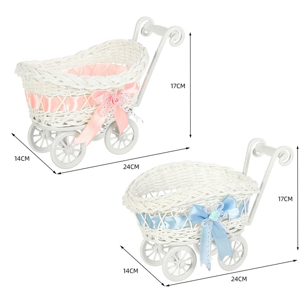 Hand-Woven Small Cart 2 Styles Flower Fruit Storage Basket Flower Basket For Plant Home Wedding