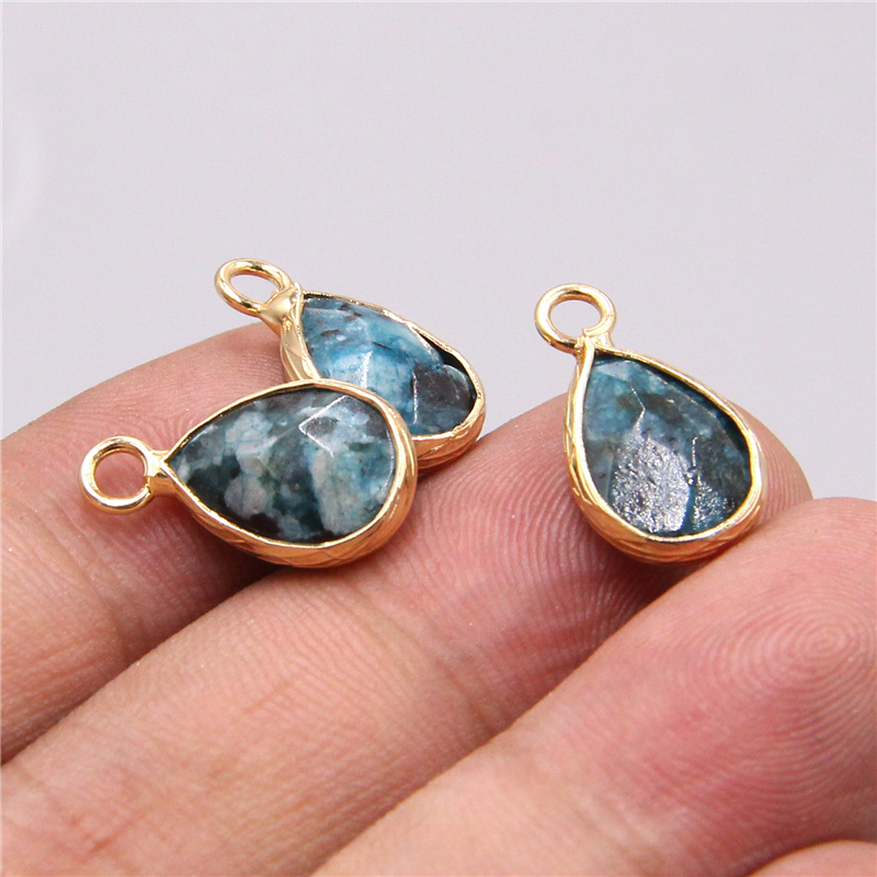 3pcs Singolo Foro allentati goccia Dell'acqua di fascino del pendente Labradorite Naturale di cristallo pietre occhio di tigre pietra Pendenti Con Gemme E Perle per monili che fanno: 2 K2 Jasper