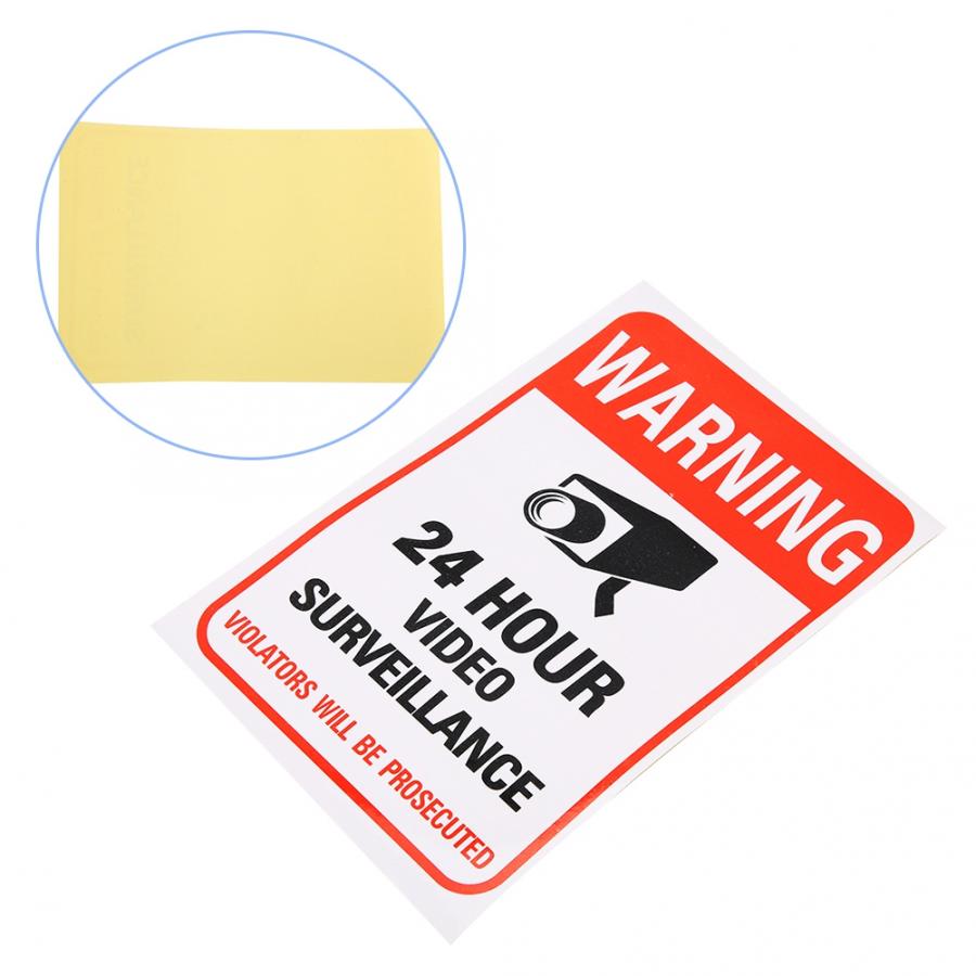 10pcs 24 Hour Video Surveillance Security Warning Stickers Adhesive Decal Sign Video Surveillance Warning Sign