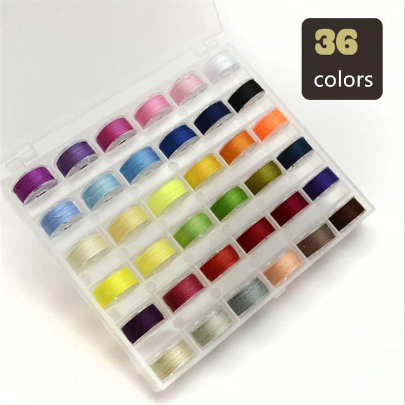 25/36/50/72pcs Coloful Sewing Thread 25 Grid Clear Plastic Machine Bobbins Embroidery Pre-wound Bobbins Thread kit