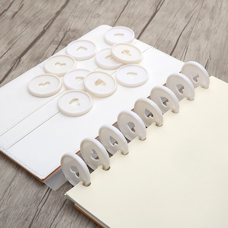 Bloc-notes avec trou en forme de champignon, 6 pièces, reliure à disque, boucle d'anneau, disque en plastique à feuilles mobiles, bouton de bobine pour Scrapbook