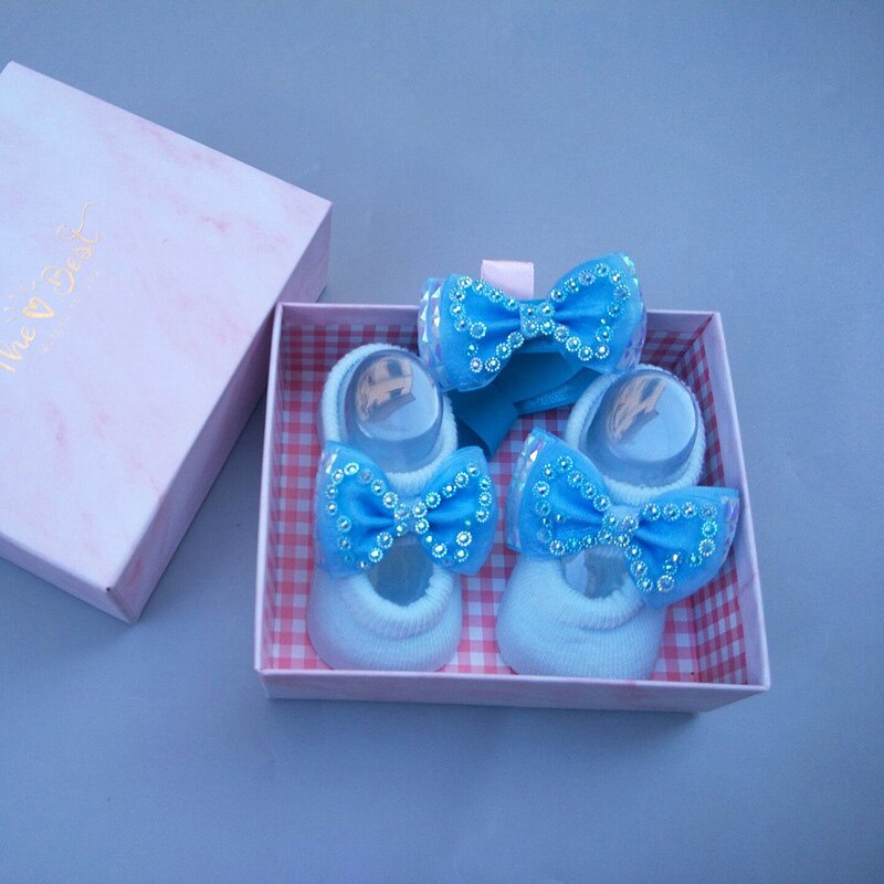 Conjunto de 2 unids/lote de calcetines de diadema para niña, lazos de encaje, turbante elástico, diademas, diadema para niña, accesorios para el cabello para bebé