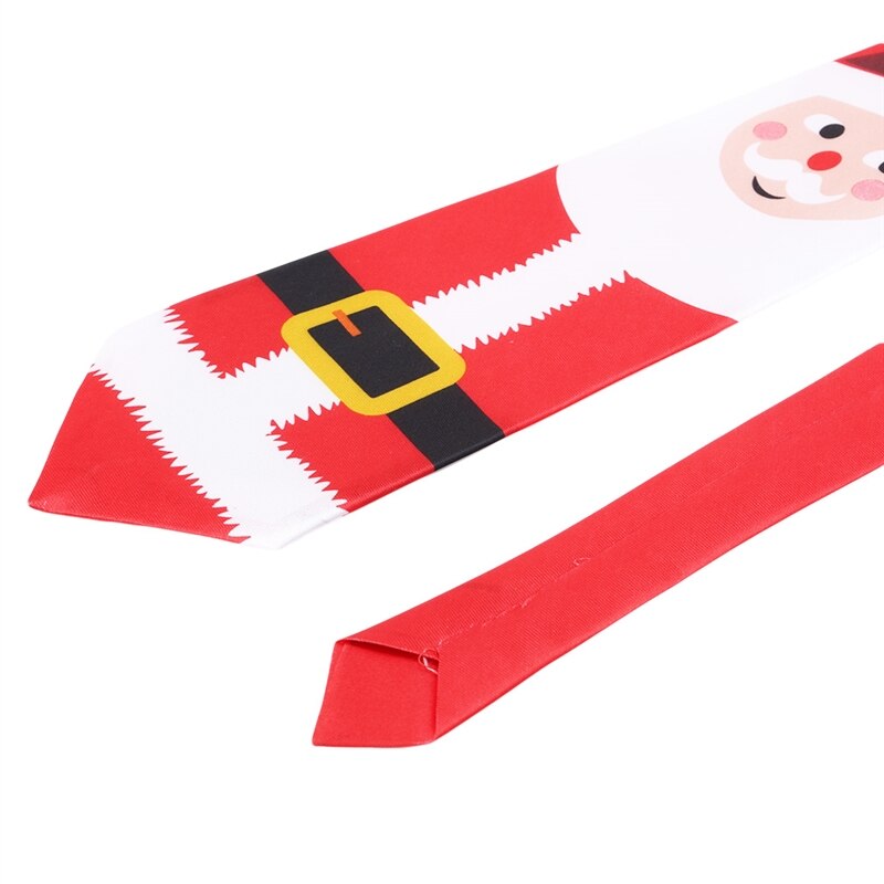 Corbata roja estampada de Navidad 128cm verde árbol novedad corbata roja de Papá Noel copo de nieve cuello corbata para del Festival