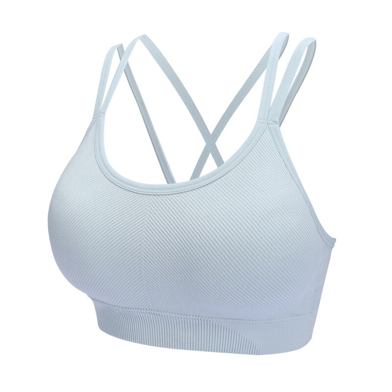 Sujetador deportivo cruzado para correr, ropa interior de secado rápido, parte de atrás bonita, para Yoga, primavera y verano, novedad de: Water Blue / M