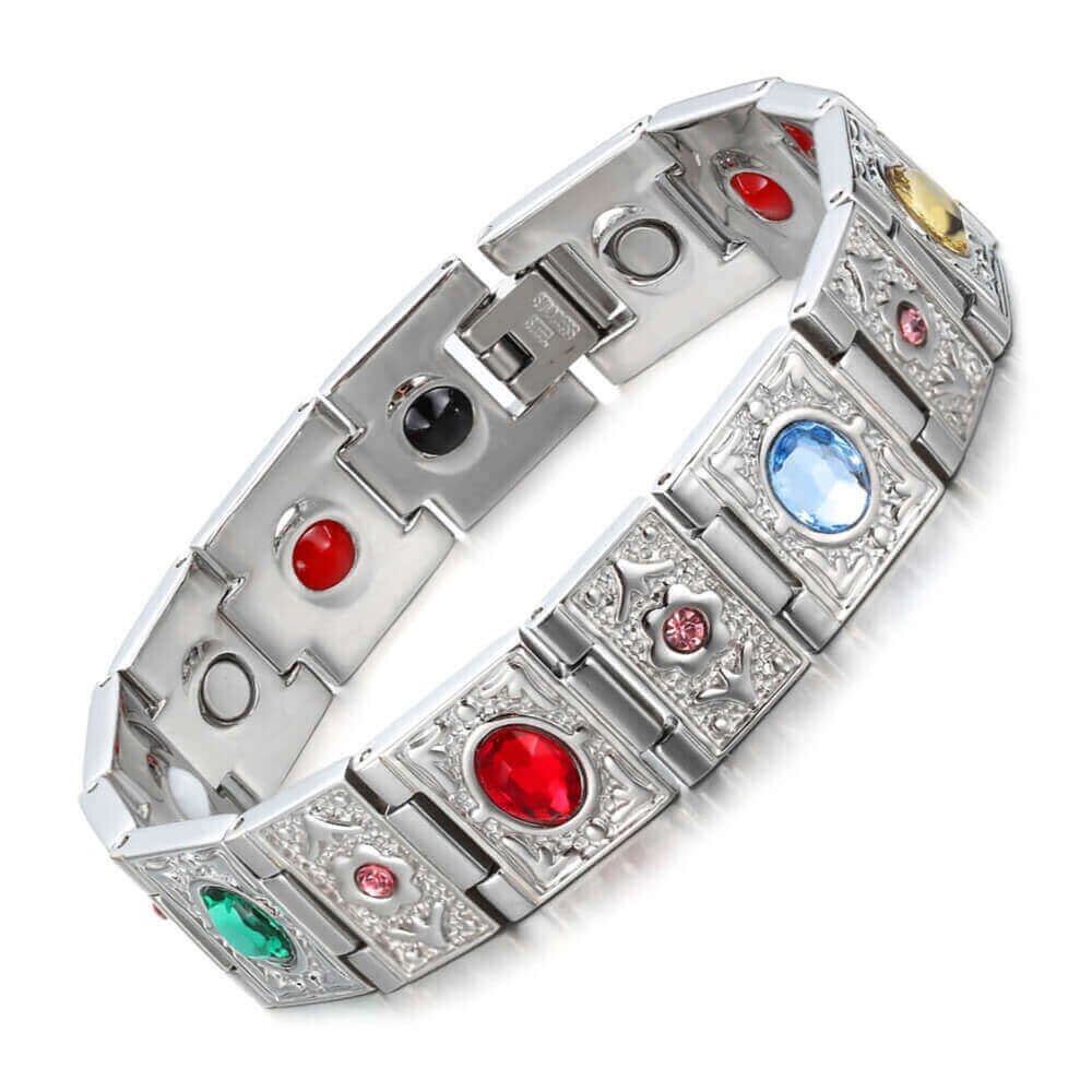 Bracciale multifunzionale da donna in acciaio inossidabile da uomo con magnete, braccialetto sportivo per energia, braccialetto con diamanti, adulto: 1