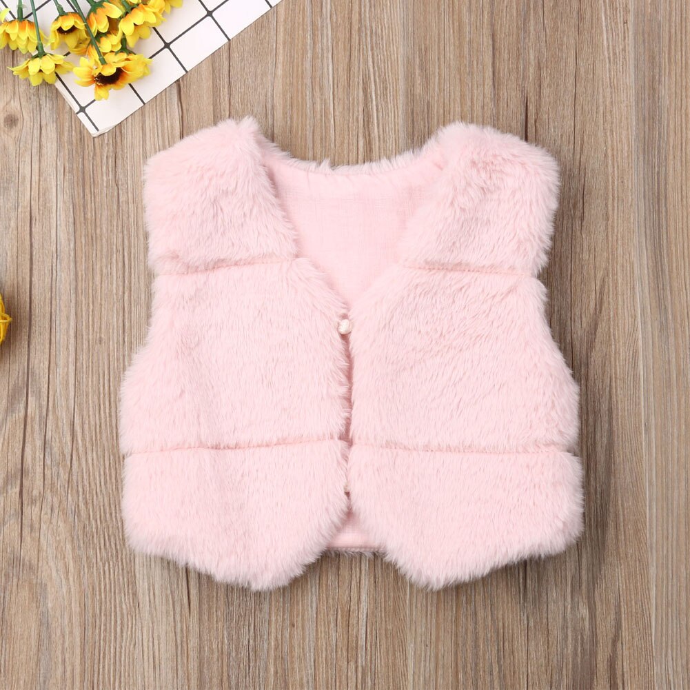Flickor 0-3t barn faux pälsväst väst baby flicka varm vinterrock outwear jacka: 12m